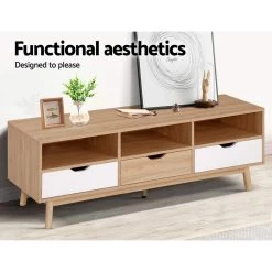 Artiss TV Cabinet Entertainment Unit Stand Wooden Storage 140cm Scandinavian 13 Artiss TV Cabinet Entertainment Unit Stand Wooden Storage 140cm Scandinavian -Furniture Shop FURNI G SCAN02 TV NT WH AB 04