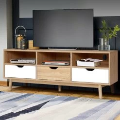 Artiss TV Cabinet Entertainment Unit Stand Wooden Storage 140cm Scandinavian 15 Artiss TV Cabinet Entertainment Unit Stand Wooden Storage 140cm Scandinavian -Furniture Shop FURNI G SCAN02 TV NT WH AB 06