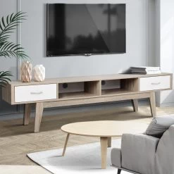 Artiss TV Cabinet Entertainment Unit Stand Storage Drawer Scandinavian 180cm Oak 15 Artiss TV Cabinet Entertainment Unit Stand Storage Drawer Scandinavian 180cm Oak -Furniture Shop FURNI G TONI TV180 AB 99