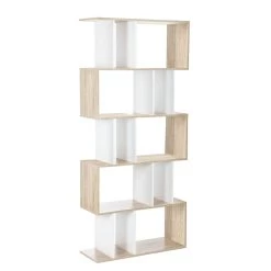 Artiss 5 Tier Display Book Storage Shelf Unit – White Brown