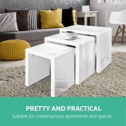 Artiss Set Of 3 Nesting Tables -Furniture Shop FURNI GLOSS NEST3 02