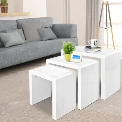 Artiss Set Of 3 Nesting Tables -Furniture Shop FURNI GLOSS NEST3 06