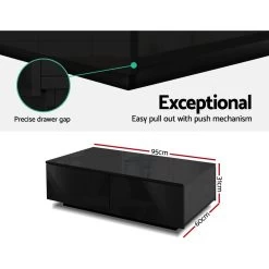 Artiss Modern Coffee Table 4 Storage Drawers High Gloss Living Room Furniture Black 14 Artiss Modern Coffee Table 4 Storage Drawers High Gloss Living Room Furniture Black -Furniture Shop FURNI L COF01 BK AB 05