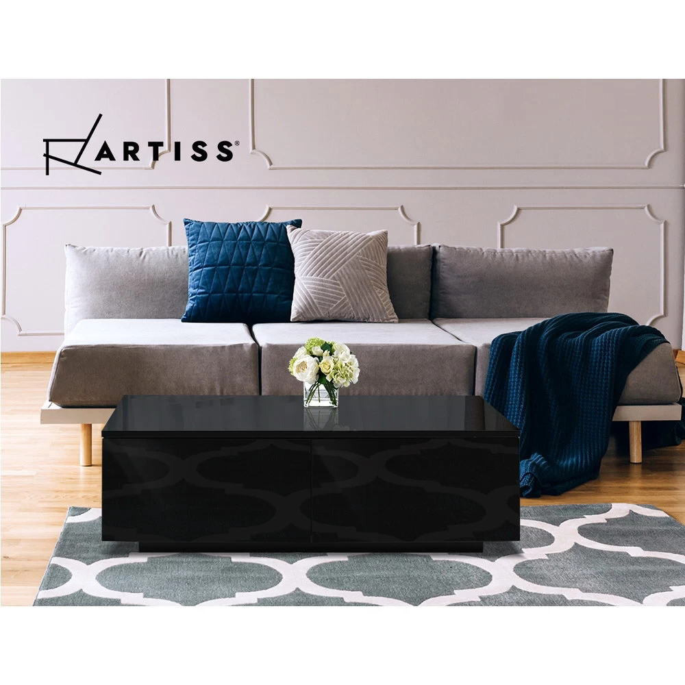 Artiss Modern Coffee Table 4 Storage Drawers High Gloss Living Room Furniture Black 9 Artiss Modern Coffee Table 4 Storage Drawers High Gloss Living Room Furniture Black - Image 7