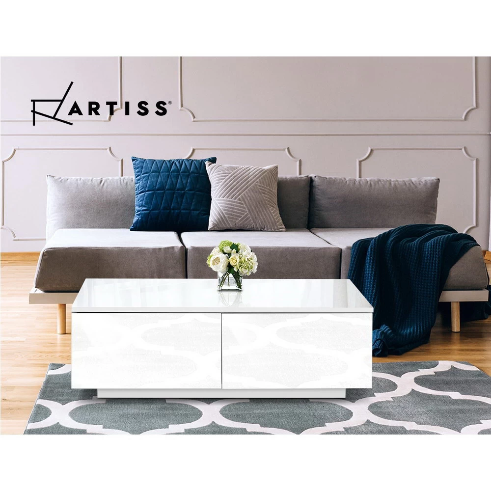 Artiss Modern Coffee Table 4 Storage Drawers High Gloss Living Room Furniture White 9 Artiss Modern Coffee Table 4 Storage Drawers High Gloss Living Room Furniture White - Image 7