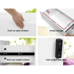 Artiss Bedside Table 2 Drawers RGB LED Side Nightstand High Gloss Cabinet White -Furniture Shop FURNI L LED BS01 WH 05 1