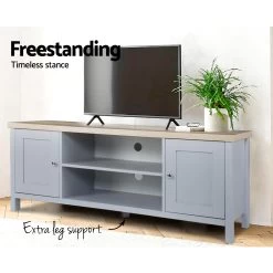 Artiss TV Cabinet Entertainment Unit Stand French Provincial Storage Shelf Wooden 130cm Grey 13 Artiss TV Cabinet Entertainment Unit Stand French Provincial Storage Shelf Wooden 130cm Grey -Furniture Shop FURNI L TV130A GY AB 04