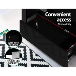 Artiss 189cm RGB LED TV Stand Cabinet Entertainment Unit Gloss Furniture Drawers Tempered Glass Shelf Black -Furniture Shop FURNI L TV189 BK AB 06