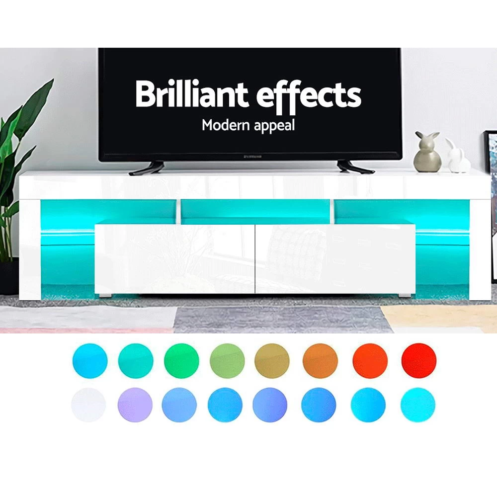 Artiss 189cm RGB LED TV Stand Cabinet Entertainment Unit Gloss Furniture Drawers Tempered Glass Shelf White 6 Artiss 189cm RGB LED TV Stand Cabinet Entertainment Unit Gloss Furniture Drawers Tempered Glass Shelf White - Image 4