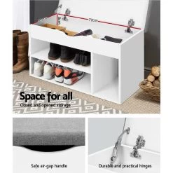 Artiss Shoe Cabinet Bench Shoes Organiser Storage Rack Shelf White Cupboard Box -Furniture Shop FURNI N BENCH 145 WH 03