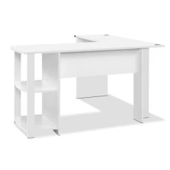 Artiss Office Computer Desk Corner Student Study Table Workstation L-Shape Shelf White -Furniture Shop FURNI N DESK01 WH AB 02