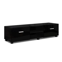 Artiss 140cm High Gloss TV Cabinet Stand Entertainment Unit Storage Shelf Black
