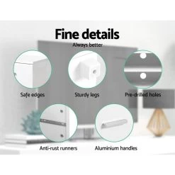 Artiss TV Cabinet Entertainment Unit Stand High Gloss Furniture Storage Drawers 140cm White -Furniture Shop FURNI N GS TV01 WH AB 04