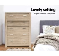 Artiss 5 Chest Of Drawers Tallboy Dresser Table Bedroom Storage Cabinet 14 Artiss 5 Chest Of Drawers Tallboy Dresser Table Bedroom Storage Cabinet -Furniture Shop FURNI N MAXI CDR02 WD AB 05