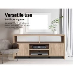 Artiss TV Cabinet Entertainment Unit Stand Storage Shelf Sideboard 140cm Oak -Furniture Shop FURNI N TV02 NT AB 05
