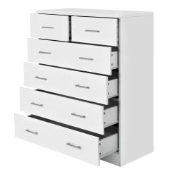 Artiss Tallboy 6 Drawers Storage Cabinet – White -Furniture Shop FURNI NEW DT WH AB 03