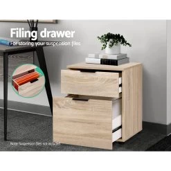 2 Drawer Filing Cabinet Office Shelves Storage Drawers Cupboard Wood File Home -Furniture Shop FURNI O CAB 2D WD 03