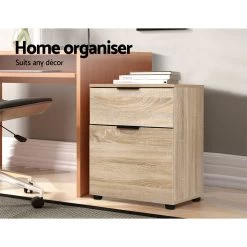 2 Drawer Filing Cabinet Office Shelves Storage Drawers Cupboard Wood File Home -Furniture Shop FURNI O CAB 2D WD 05