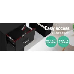 Artiss Office Computer Desk Student Study Table Workstation 3 Drawers 120cm Black -Furniture Shop FURNI O DESK 120 BK AB 05