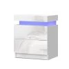 Artiss Bedside Tables Side Table Drawers RGB LED High Gloss Nightstand White -Furniture Shop FURNI O LED BS 01 WH 00 1