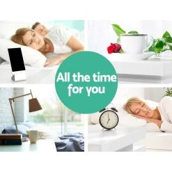 Artiss Bedside Tables Side Table Drawers RGB LED High Gloss Nightstand White -Furniture Shop FURNI O LED BS 01 WH 05 1