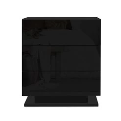 Artiss Bedside Tables Side Table RGB LED Lamp 2 Drawers Nightstand Gloss Black -Furniture Shop FURNI O LED BS 02 BK 02