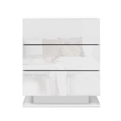 Artiss Bedside Tables Side Table RGB LED Lamp 2 Drawers Nightstand Gloss White -Furniture Shop FURNI O LED BS 02 WH 02