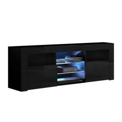 Artiss TV Cabinet Entertainment Unit Stand RGB LED Gloss Furniture 160cm Black