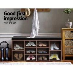 Artiss Shoe Cabinet Bench Shoes Storage Rack Organiser Shelf Cupboard Box Walnut 11 Artiss Shoe Cabinet Bench Shoes Storage Rack Organiser Shelf Cupboard Box Walnut -Furniture Shop FURNI O SHOE BEN102 WAL 02