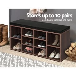 Artiss Shoe Cabinet Bench Shoes Storage Rack Organiser Shelf Cupboard Box Walnut 12 Artiss Shoe Cabinet Bench Shoes Storage Rack Organiser Shelf Cupboard Box Walnut -Furniture Shop FURNI O SHOE BEN102 WAL 03