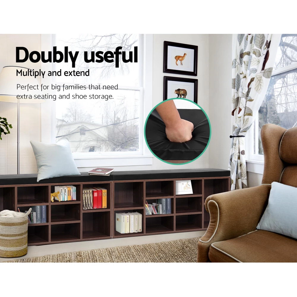 Artiss Shoe Cabinet Bench Shoes Storage Rack Organiser Shelf Cupboard Box Walnut 7 Artiss Shoe Cabinet Bench Shoes Storage Rack Organiser Shelf Cupboard Box Walnut - Image 5