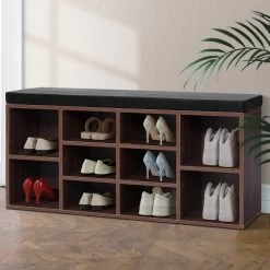Artiss Shoe Cabinet Bench Shoes Storage Rack Organiser Shelf Cupboard Box Walnut 15 Artiss Shoe Cabinet Bench Shoes Storage Rack Organiser Shelf Cupboard Box Walnut -Furniture Shop FURNI O SHOE BEN102 WAL 99
