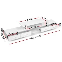 Artiss TV Cabinet Entertainment Unit Stand Wooden 160CM To 220CM Lowline Storage Drawers White (Copy) -Furniture Shop FURNI O TV 220 WH AB 01 1