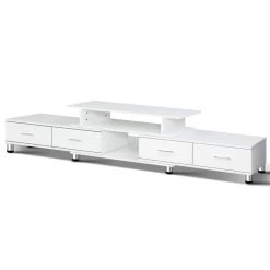 Artiss TV Cabinet Entertainment Unit Stand Wooden 160CM To 220CM Lowline Storage Drawers White -Furniture Shop FURNI O TV 220 WH AB 02