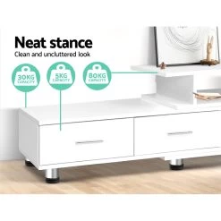 Artiss TV Cabinet Entertainment Unit Stand Wooden 160CM To 220CM Lowline Storage Drawers White (Copy) -Furniture Shop FURNI O TV 220 WH AB 05 1