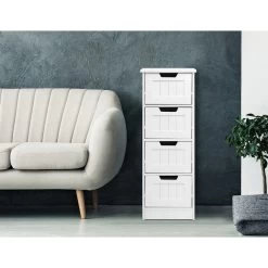 Storage Cabinet Chest Of Drawers Dresser Bedside Table Bathroom Stand Furniture -Furniture Shop FURNI P CAB 4D WH 05