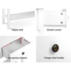 Hallway Console Table Hall Side Entry 2 Drawers Display White Desk Furniture -Furniture Shop FURNI P HS 2D1S WH 04