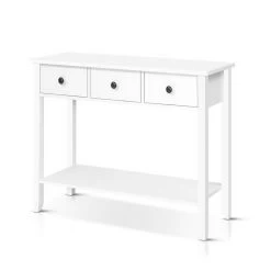 Hallway Console Table Hall Side Entry 3 Drawers Display White Desk Furniture