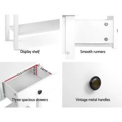 Hallway Console Table Hall Side Entry 3 Drawers Display White Desk Furniture -Furniture Shop FURNI P HS 3D1S WH 04