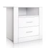 Artiss Anti-Scratch Bedside Table 2 Drawers – White -Furniture Shop FURNI SIDE SHELF WH 00