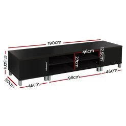Artiss Entertainment Unit With Cabinets – Black 11 Artiss Entertainment Unit With Cabinets – Black -Furniture Shop FURNI TV 190 BK AB 01