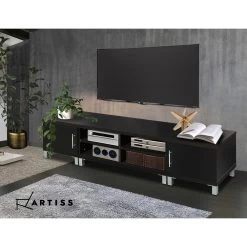 Artiss Entertainment Unit With Cabinets – Black 16 Artiss Entertainment Unit With Cabinets – Black -Furniture Shop FURNI TV 190 BK AB 06