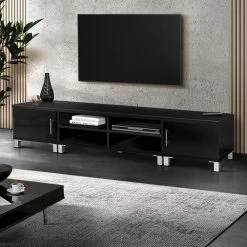 Artiss Entertainment Unit With Cabinets – Black 17 Artiss Entertainment Unit With Cabinets – Black -Furniture Shop FURNI TV 190 BK AB 07
