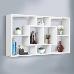Artiss Floating Wall Shelf DIY Mount Storage Bookshelf Display Rack White -Furniture Shop FURNI WALL DISPLAY WH 99