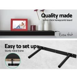 Artiss 3 Piece Floating Wall Shelves – Black -Furniture Shop FURNI WALL SHELF BK 03