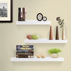 Artiss 3 Piece Floating Wall Shelves – White -Furniture Shop FURNI WALL SHELF WH 02
