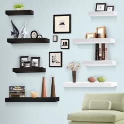 Artiss 3 Piece Floating Wall Shelves – White -Furniture Shop FURNI WALL SHELF WH 04