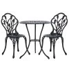 Gardeon 3PC Outdoor Setting Cast Aluminium Bistro Table Chair Patio Black