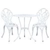 Gardeon 3PC Outdoor Setting Cast Aluminium Bistro Table Chair Patio White -Furniture Shop GB CALU 3PC XG1018 WH 00