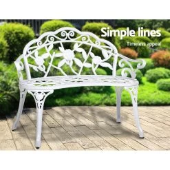Gardeon Victorian Garden Bench – White -Furniture Shop GB CALU XG1002 WH 03